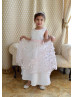 Blush Pink 3D Floral Petal Satin Flower Girl Dress